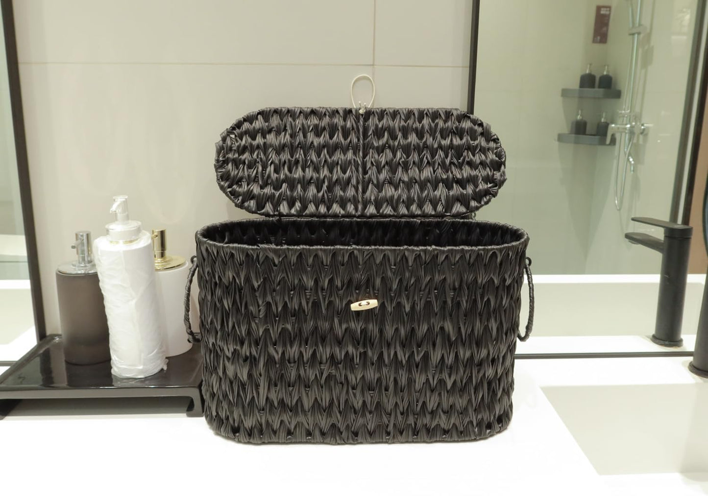 Wicker Toilet Paper Storage Stand / Black
