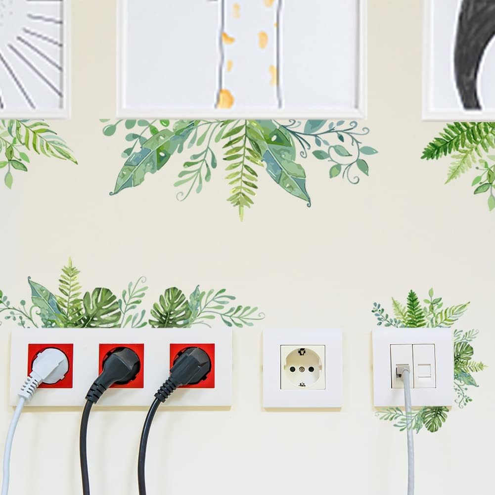 Wall Decals 2 Sheets/Set Vines Branches Leaves Wall Sticker Removable Vinyl Art Mural / Green Plants