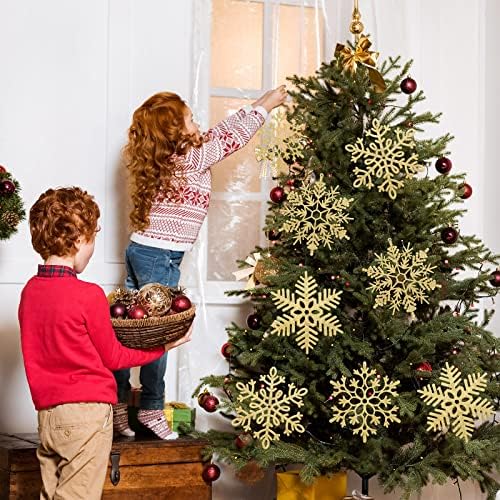 Sumind 8 Pcs 8 Pcs Large Snowflakes Hanging Decorations 12”, Gold