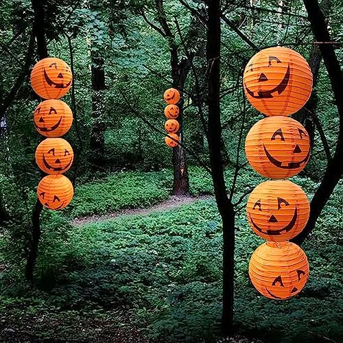 Halloween Pumpkin Paper Lanterns Set for Halloween Party Garden Decoration, Multi-Sized, Pack of 12