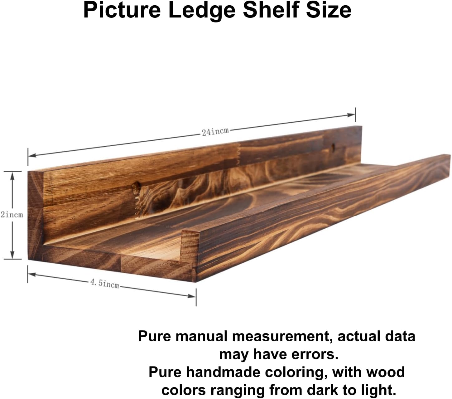 AZSKY 24 Inch Floating Shelves Set of 3 - Rustic Wood Picture Ledge Shelf for Home Storage Decor - Nursery Book
