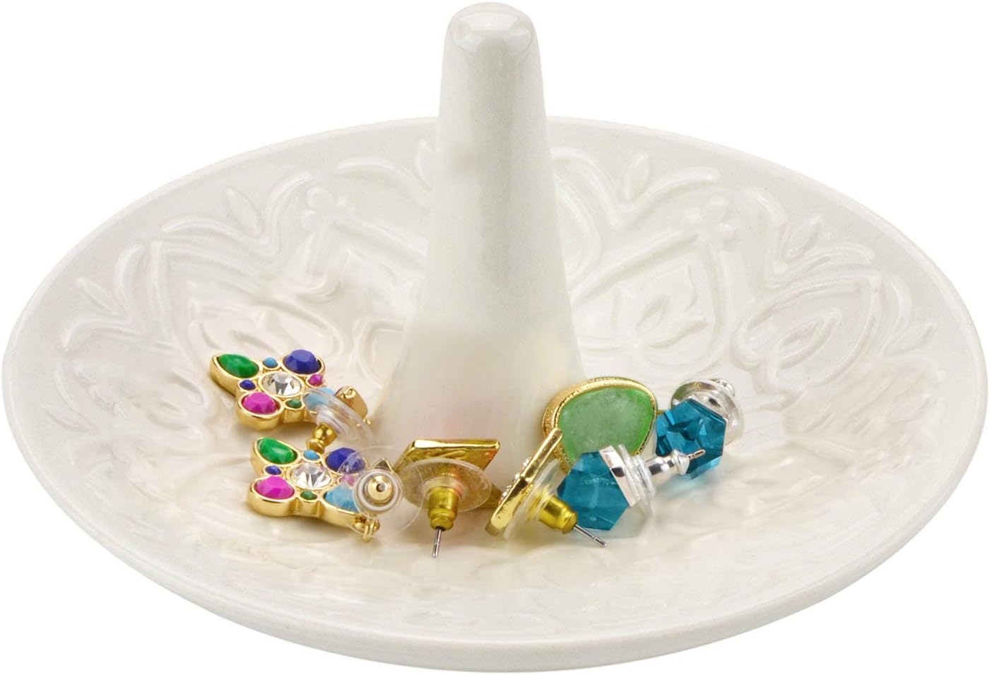 Decorative Ceramic Ring Tray for Jewelry / White