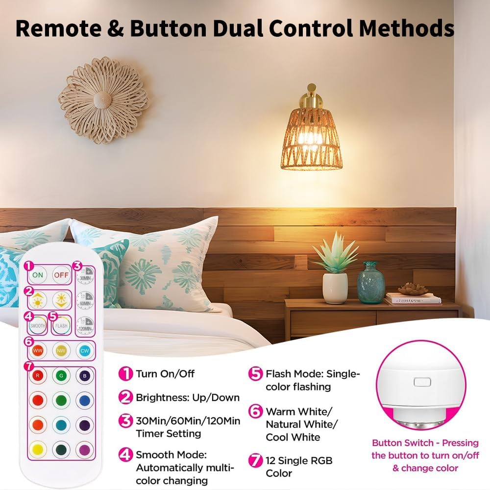 Battery Operated Wall Sconce Set of 2, Gold Battery Wall Sconces, USB Rechargeable Wall Lights with 2500mAh Dimmable