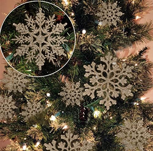 kockuu Glitter Snowflake Ornaments for Christmas Tree Decorations