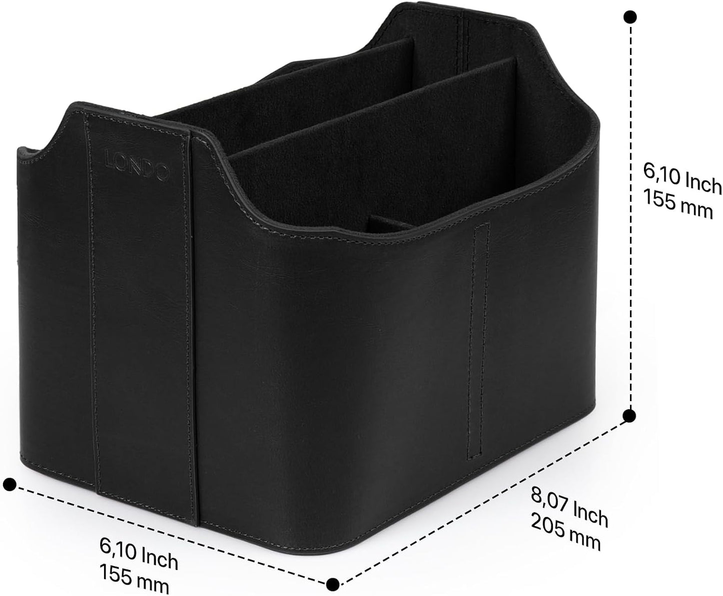 Londo PU Leather Remote Control Holder, Office Supplies Desk Organizer with Tablet Slot, Makeup Brush and Utensils