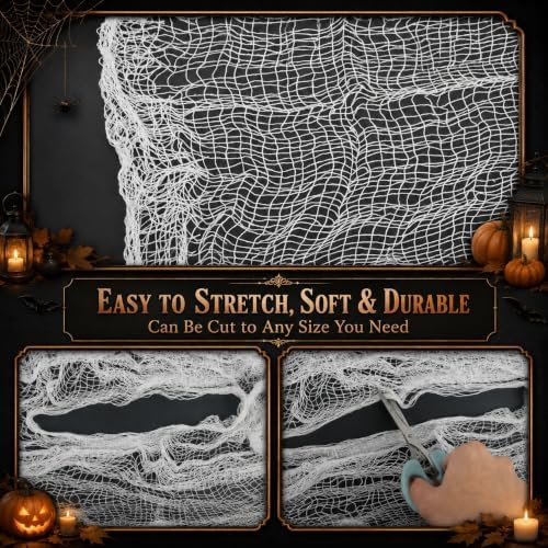 5 Pcs White Halloween Gauze Creepy Cloth Fabric Tapestry Decor Decorations