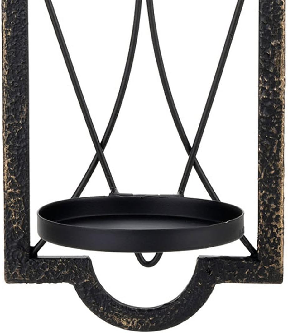 Gothic Candle Sconce Set of 2 -Gold Black Metal Wall Candle Holder-Rustic Home Deco,Dark Academia Decor