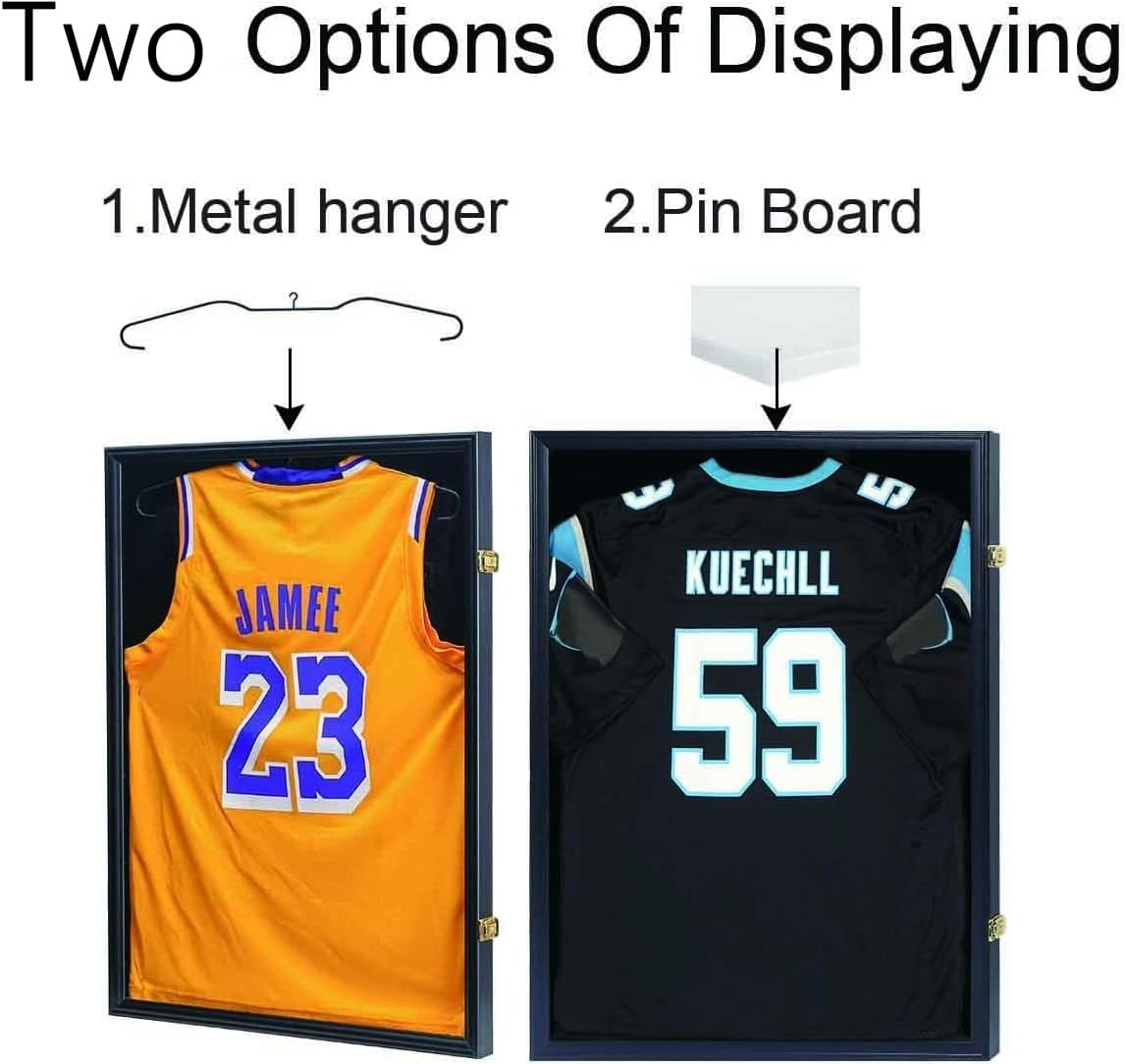 IHEIPYE Jersey Frame Display Case Shadow Box - Lockable with UV Protection Acrylic and Hanger for Baseball, Basketball