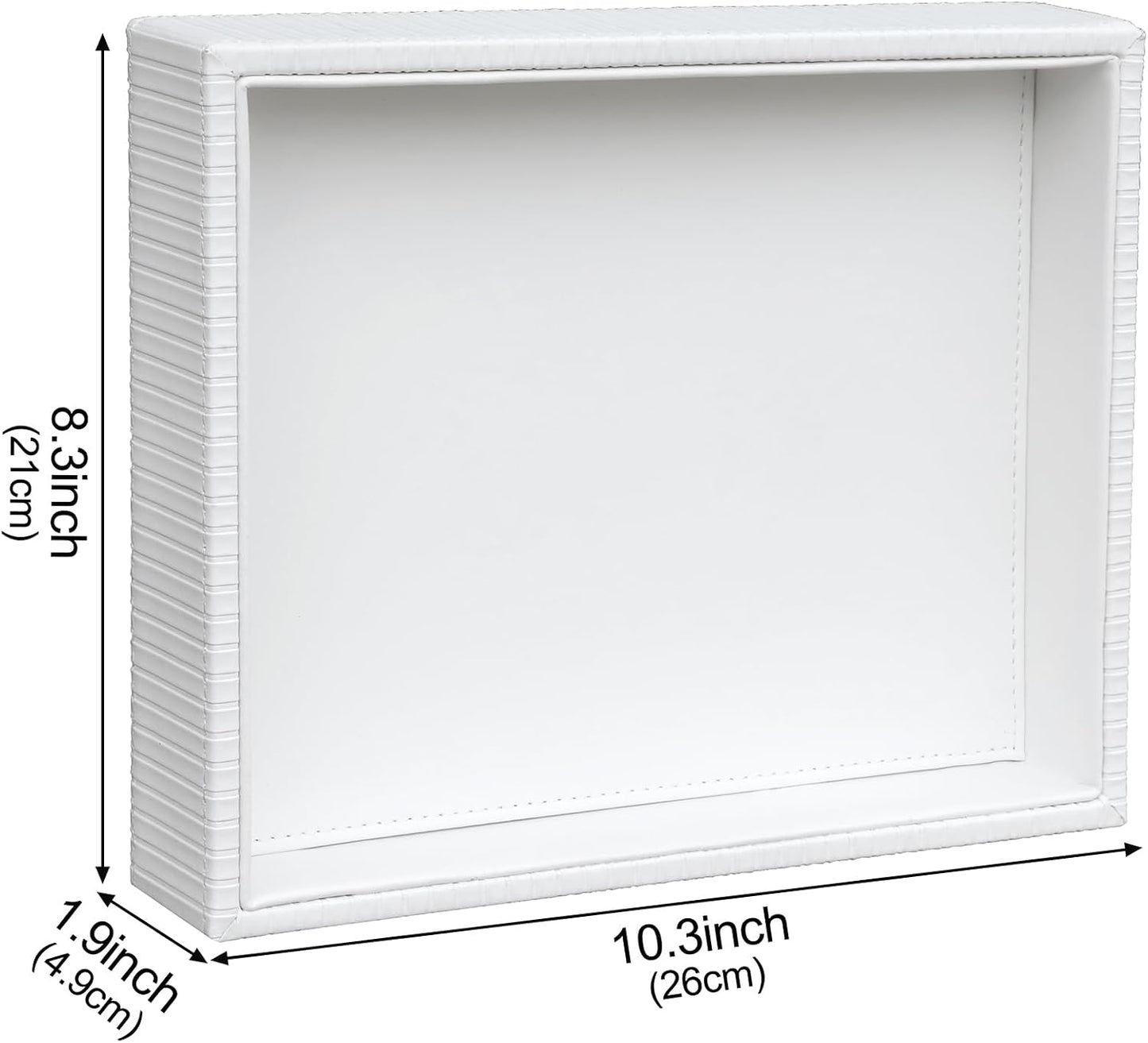 Faux Leather Vanity Tray / White Stripe / 10.2 x 8.4 x 1.8