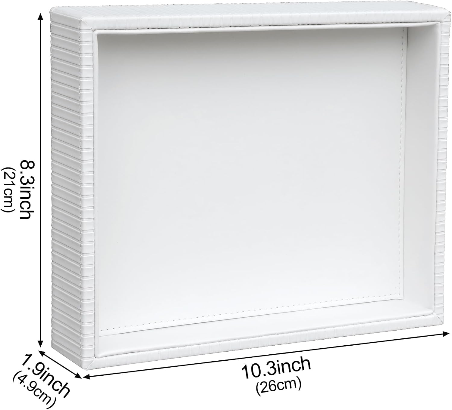 Faux Leather Vanity Tray / White Stripe / 10.2 x 8.4 x 1.8