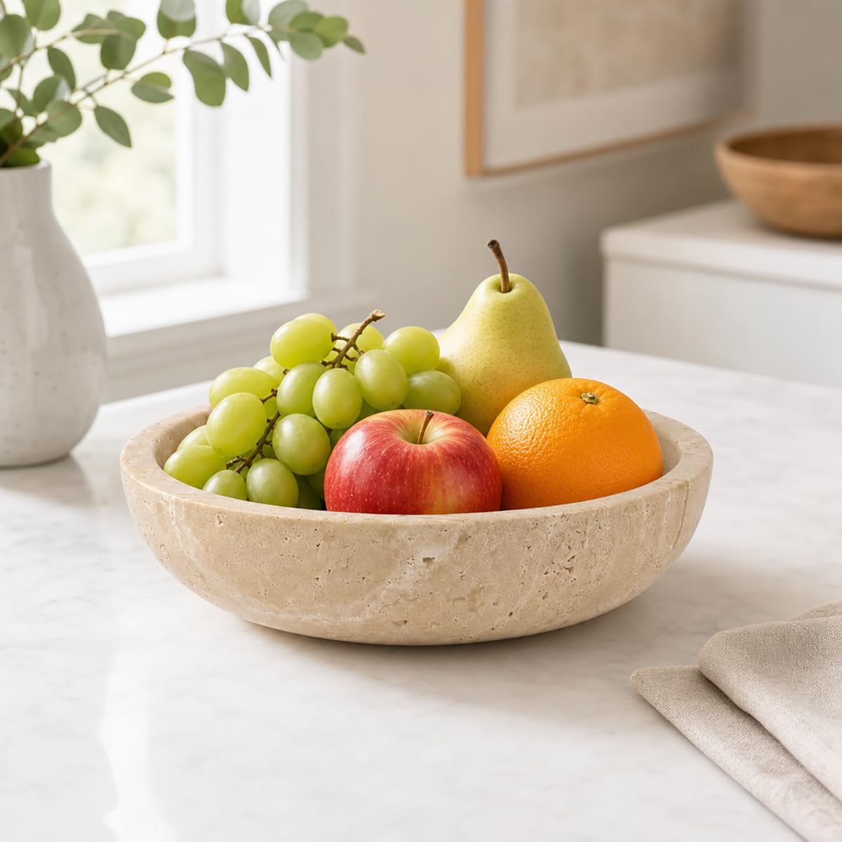 Travertine Decorative Bowl / Natural / 7.8 Inch