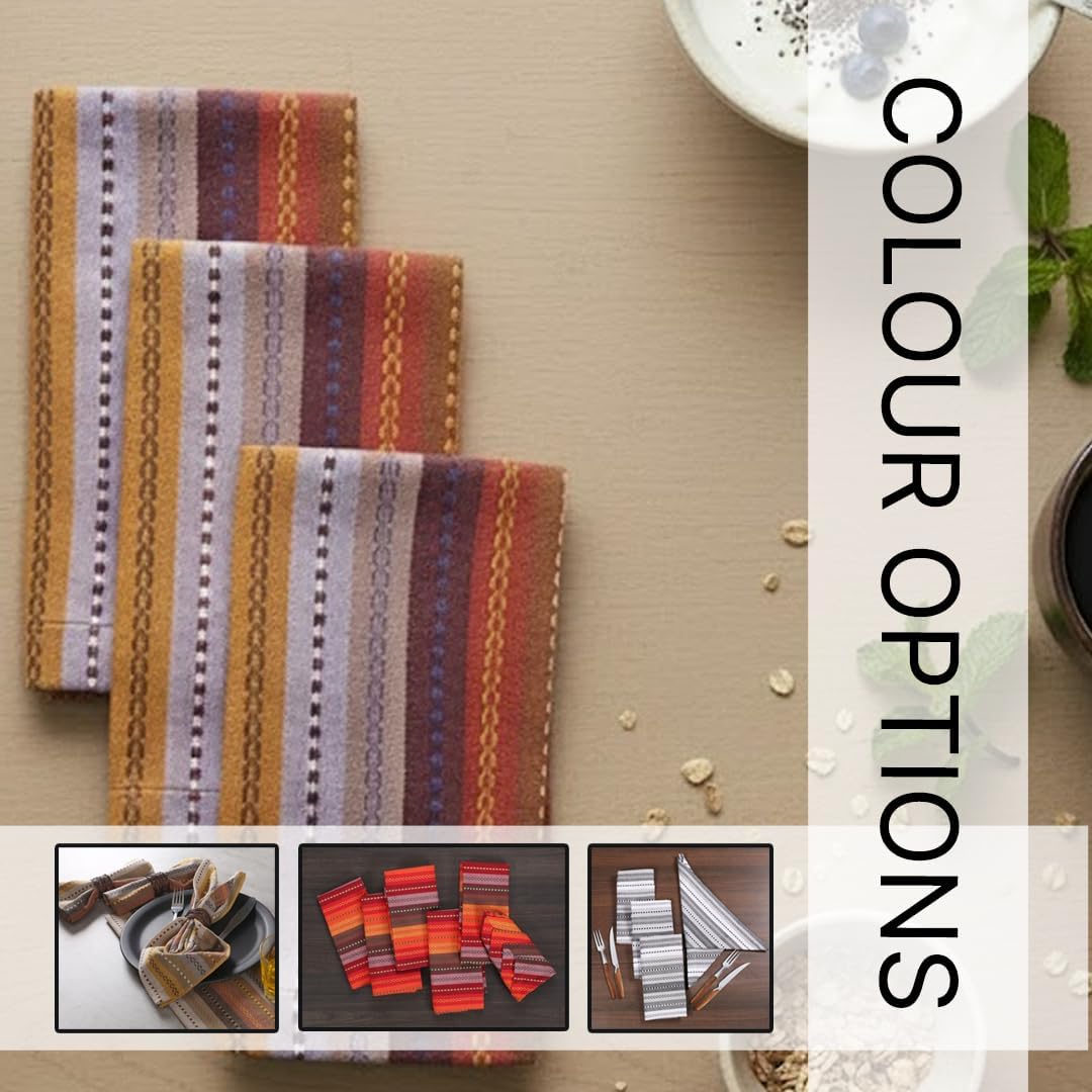 LFH Home Cotton Rich Cloth Salsa Napkin Set of 24 Washable Soft Durable Striped Table Napkins for Dining Wedding, Daily