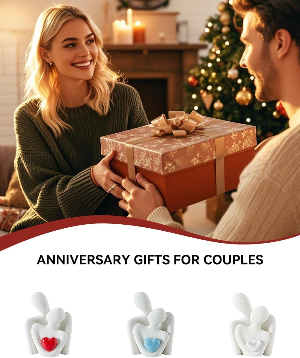 Mini Couple Statue Decor Ceramic Love Sculpture / Medium / Silver