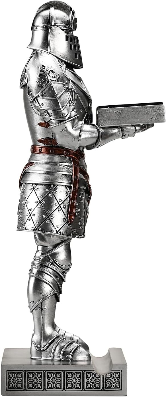 King's Guard Headphone Stand Watch Stand Jewelry Holder Tray Tower Silver | 12.20 Inch Resin Warrior Pen Holder Cell