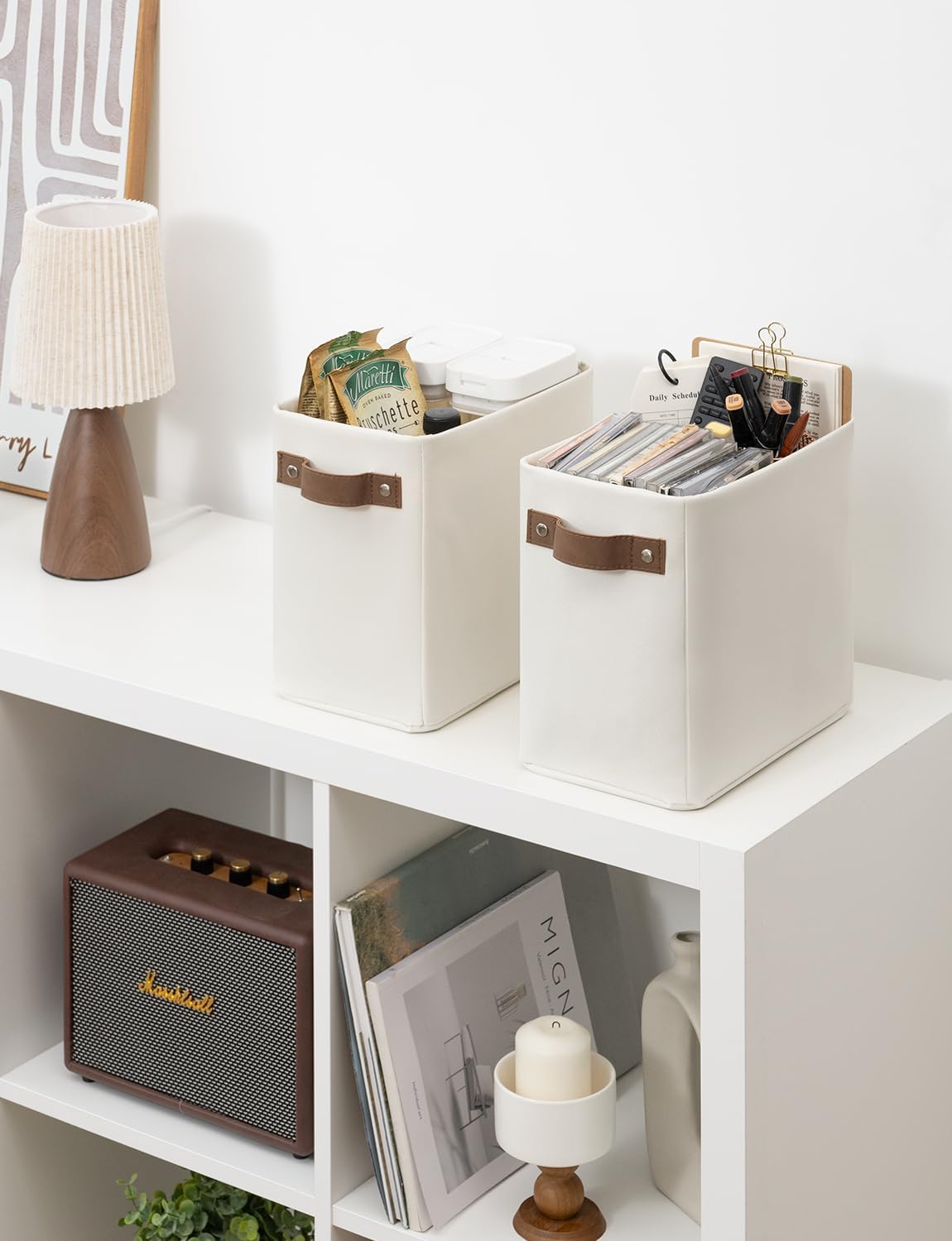 Narrow Storage Bins / Beige