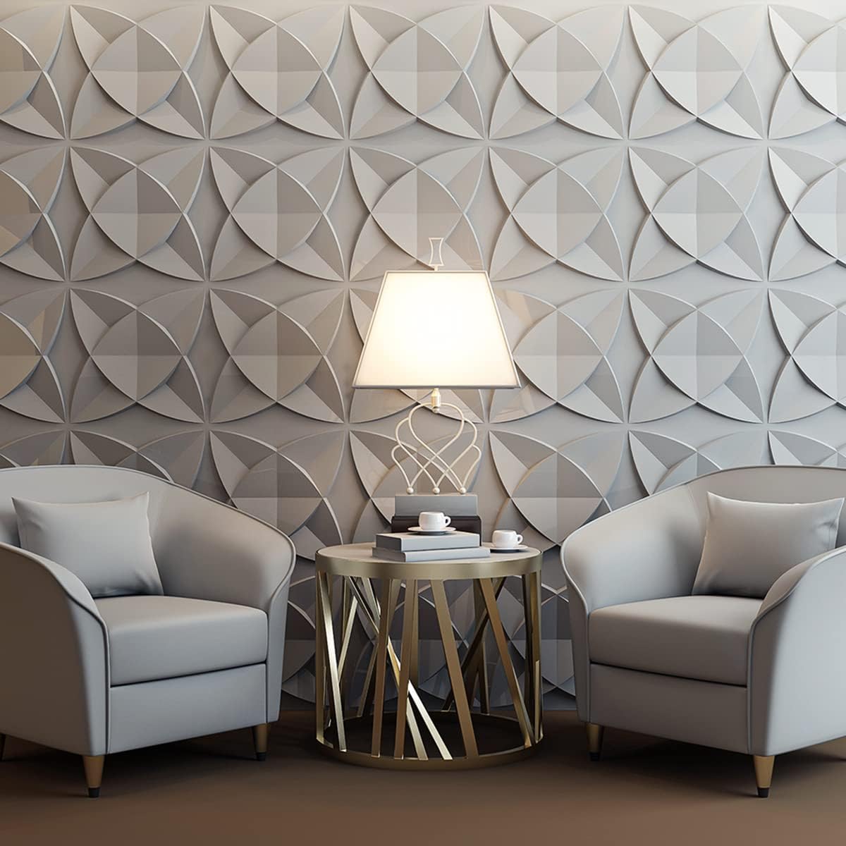 Art3d Waterproof 3D Textured PVC Decorative Wall Panels, 33-Pack, White | Cover 32 Sq. Ft, Break-Proof, Scratch
