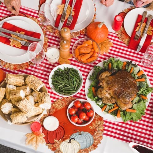 HunnmingRe 6 Pcs Fall Pumpkin Placemat, Velvet Thanksgiving Table Placemat