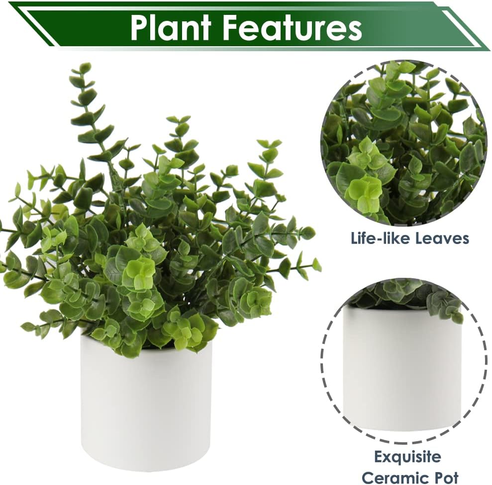 Mini Fake Plants Small Faux Plant Eucalyptus Rosemary Greenery / Faux Green Plants-2 / Set of 2