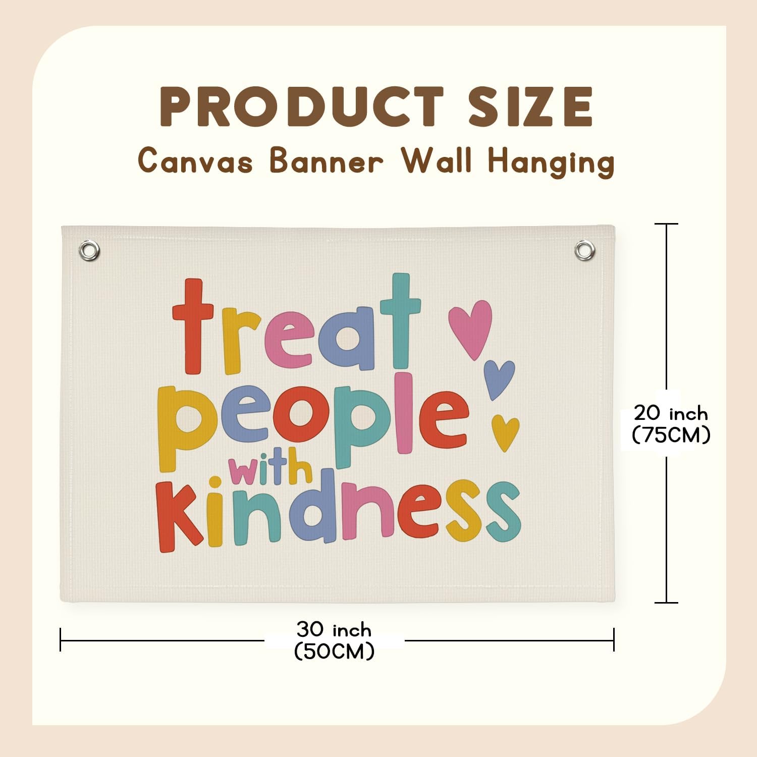 Boho Classroom Decor for Teacher Canvas Banner Tapestry / Treat People with Kindness