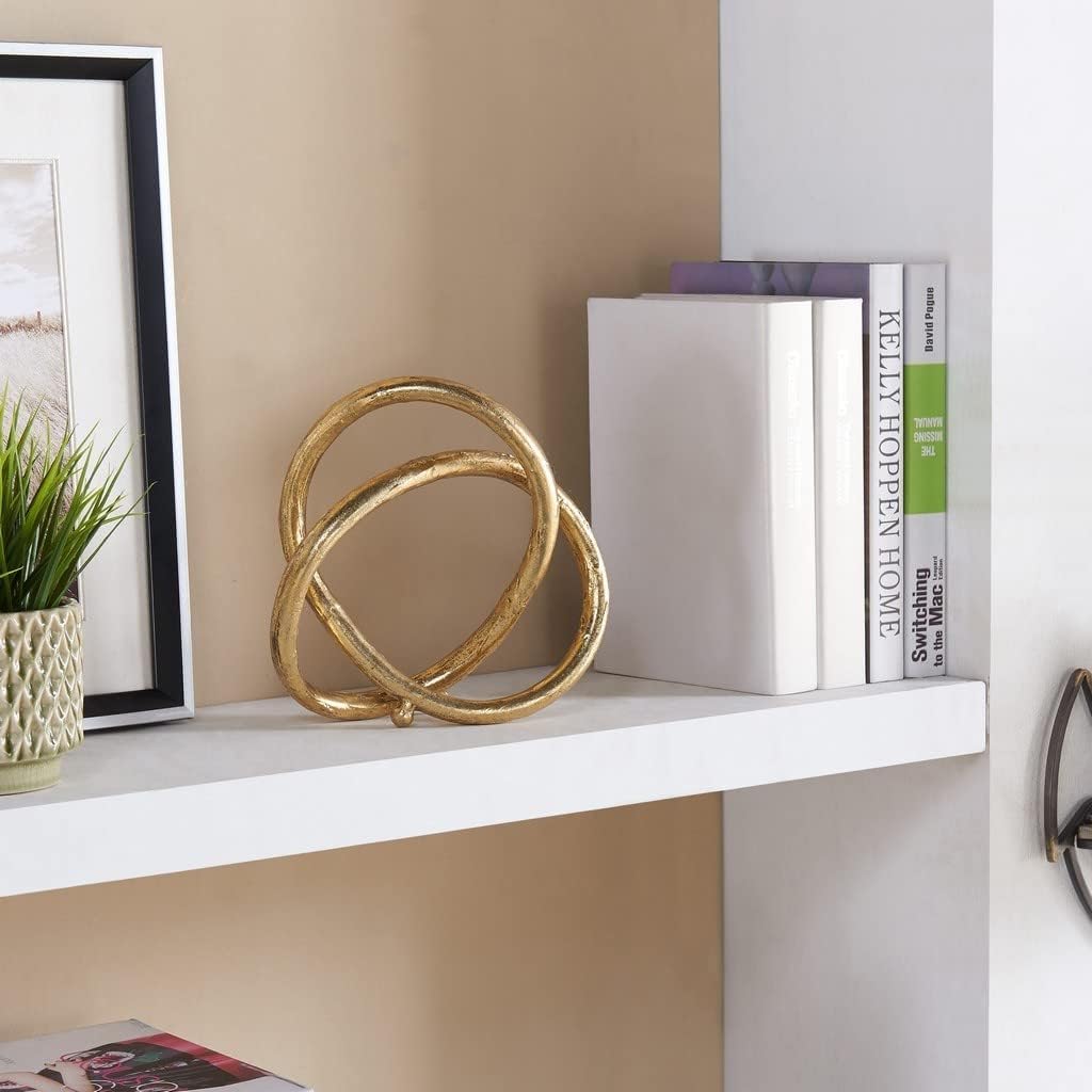 . Eternal Loop Metal Art Abstract Sculpture. This Unique Accent Piece Symbolizes an Unending / Gold