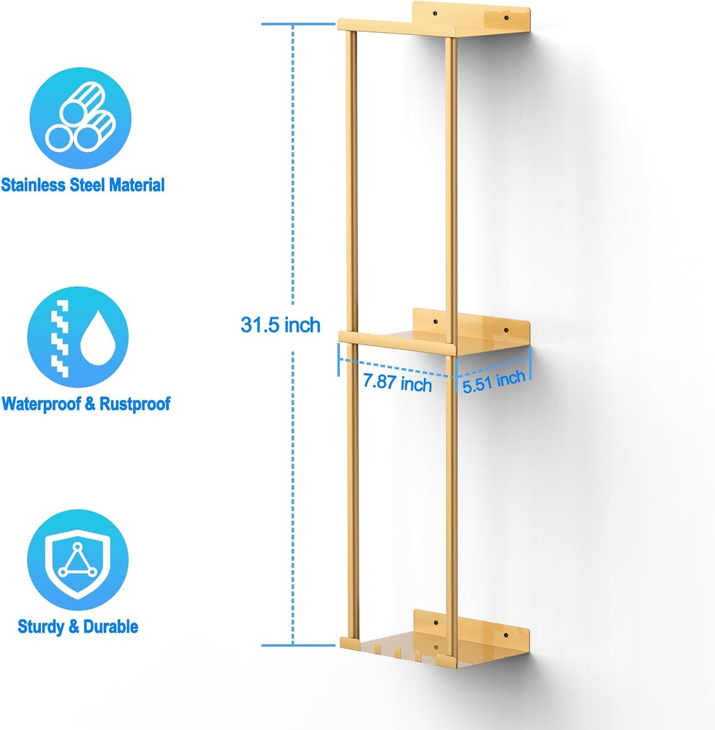 Liuoud Towel Rack for Bathroom, Wall Mounted Vertical Rolled Towel Storage Organizer Holder with Shelf, Holds Up 6