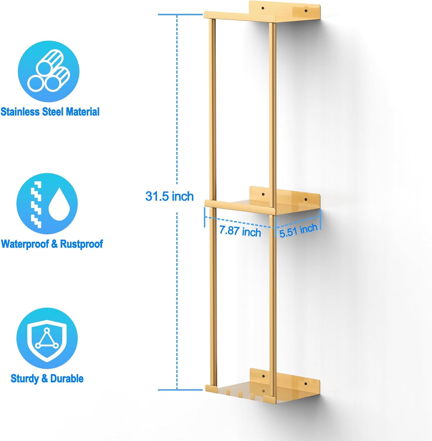 Liuoud Towel Rack for Bathroom, Wall Mounted Vertical Rolled Towel Storage Organizer Holder with Shelf, Holds Up 6