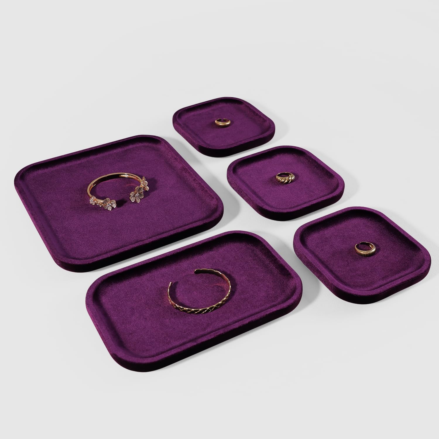 Resilient Velvet Jewelry Display Tray for Ring Earrings Bracelet Necklace / Purple / 7.9 x 4.7