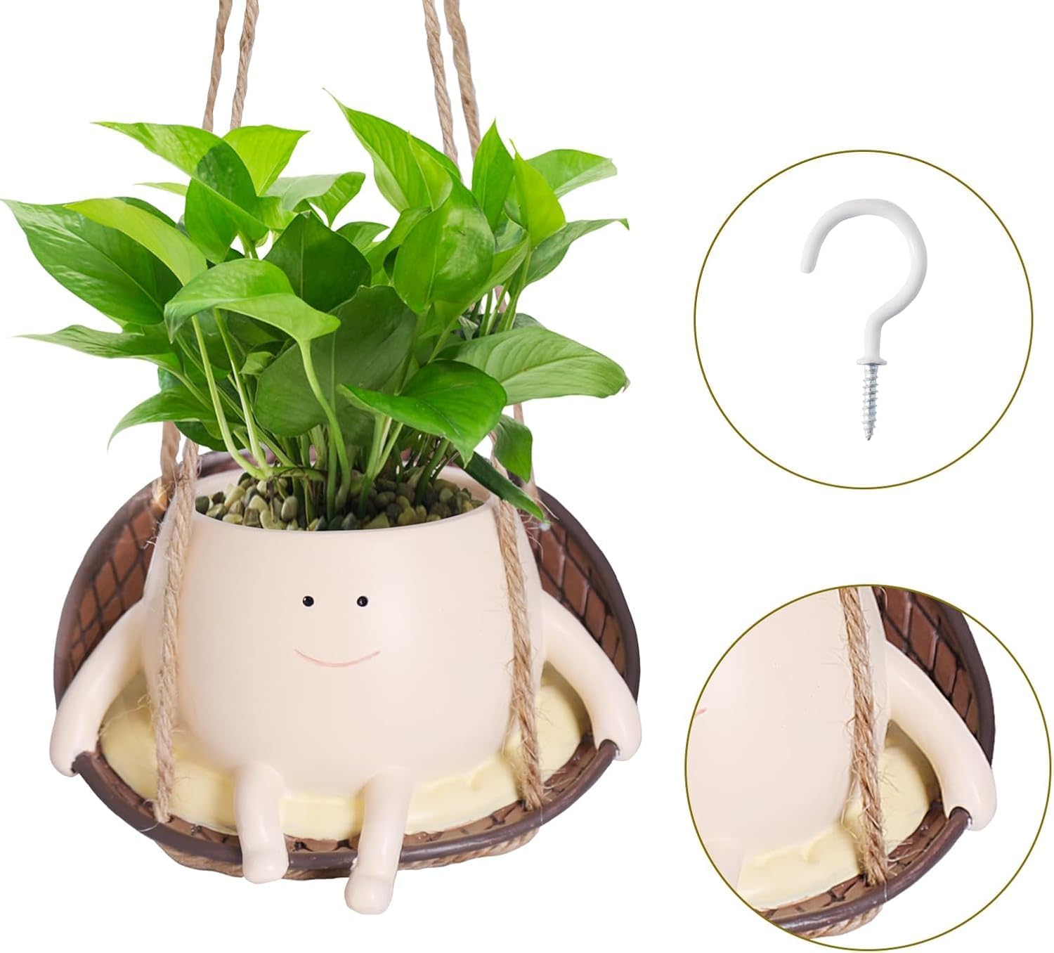 Hanging Swing Chair Planter Pot Smile Face Plant Pot / Small