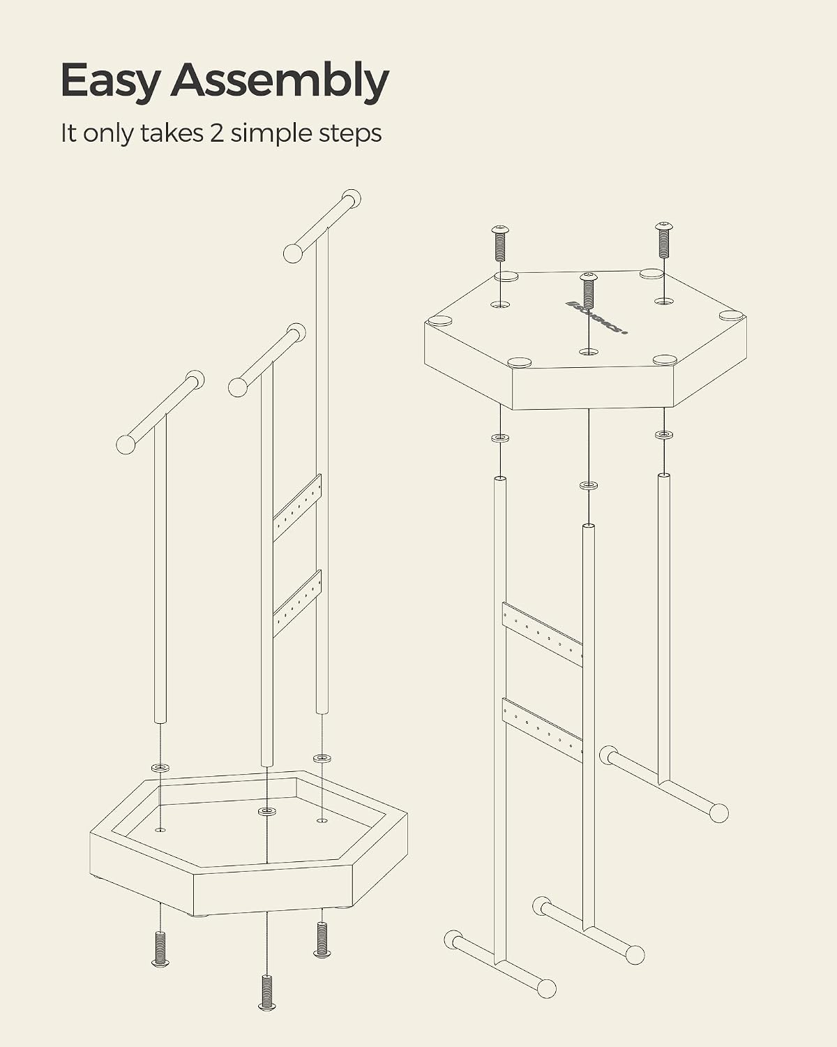 Metal Frame / Jewelry Holder / Matte White + Natural Beige