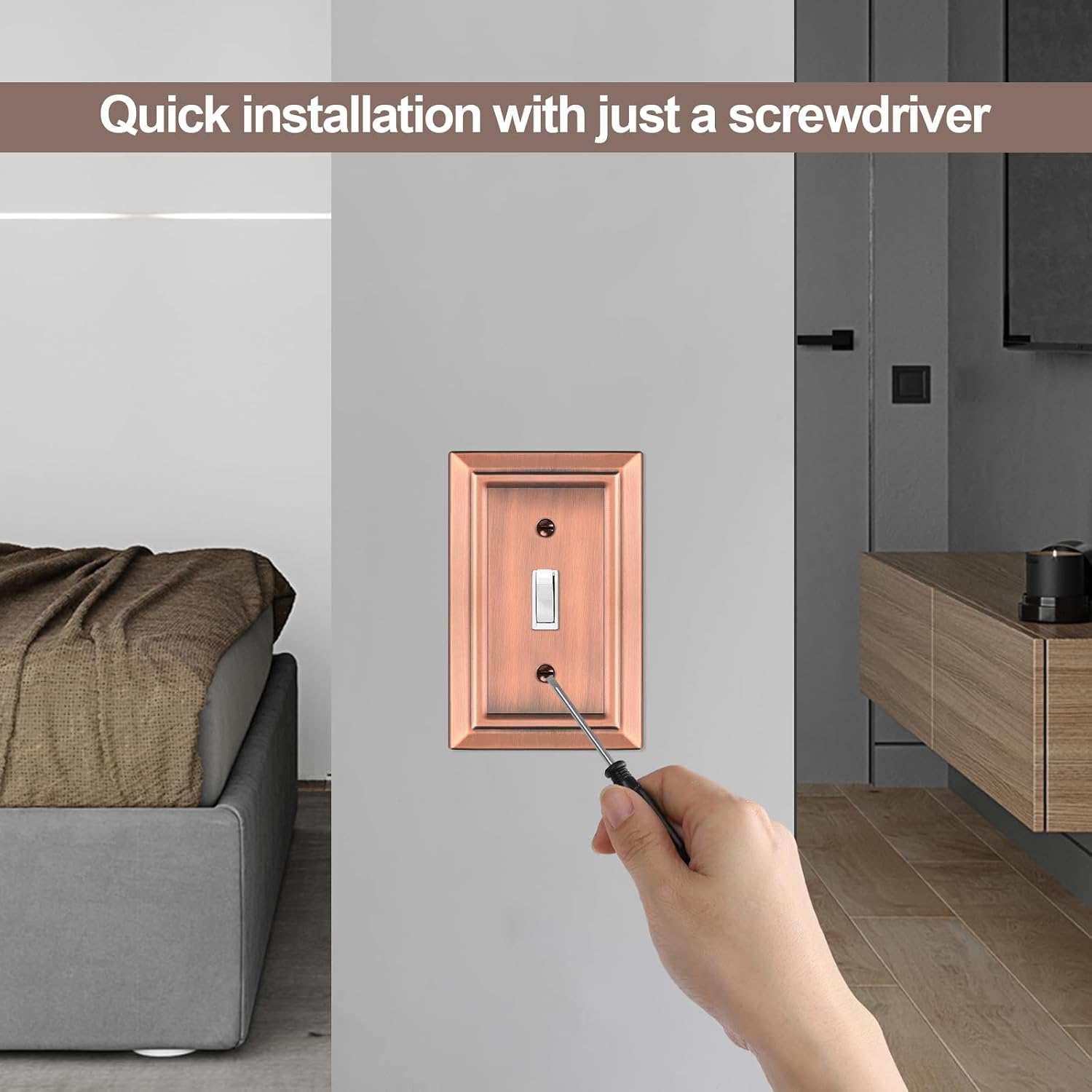 Metal Wall Plate for Light Switch, Applicable to Single Toggle, 6 Pack | Decorative Antique Copper Light Switch Cover