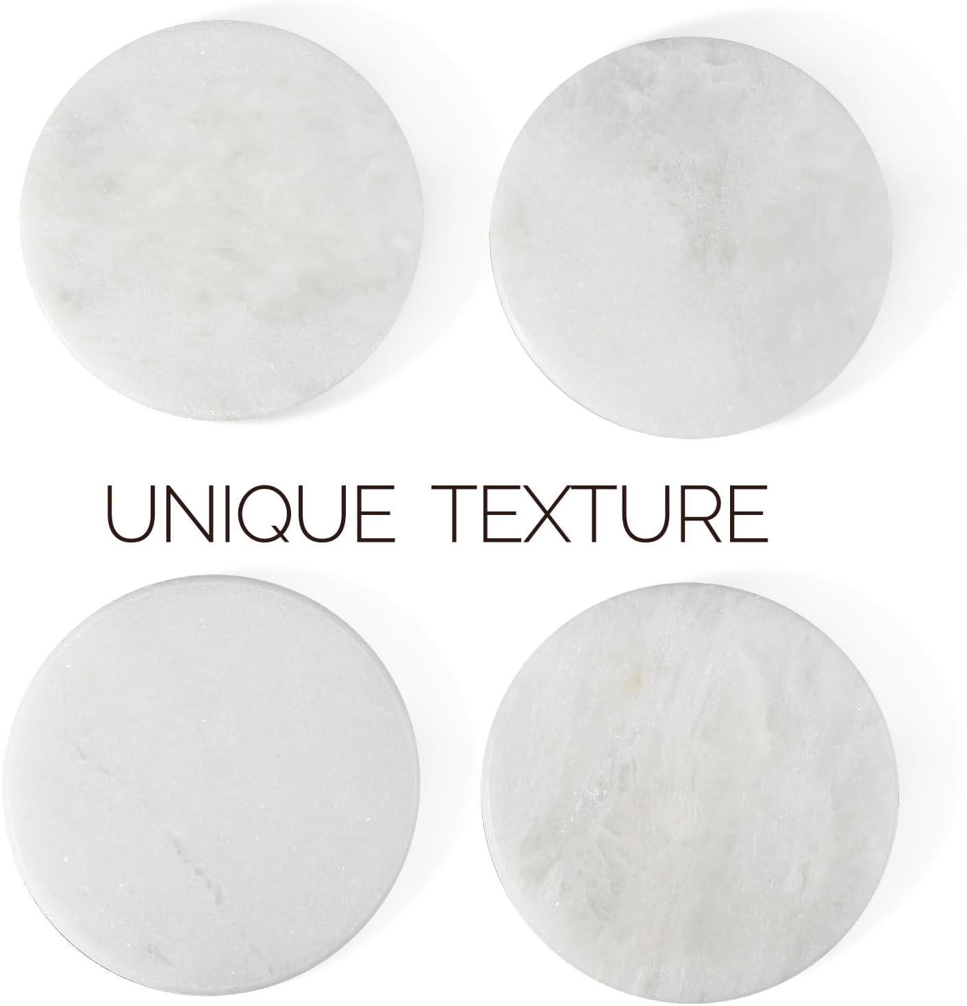 4" Cup Coasters for Drinks / White / Set of 4