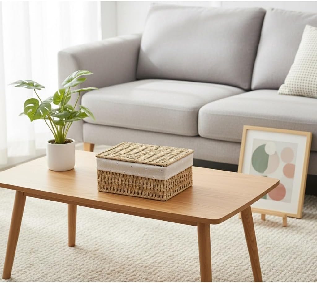 Woven Storage Basket / Khaki / 7 x 4.3 x 3