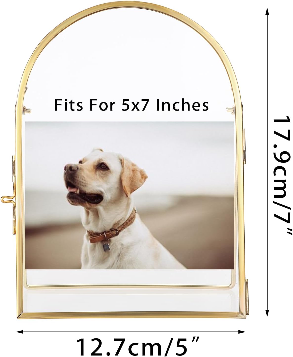 Arch Double Sided Glass Frame Floating / 5 x 7 / Gold / Set of 3