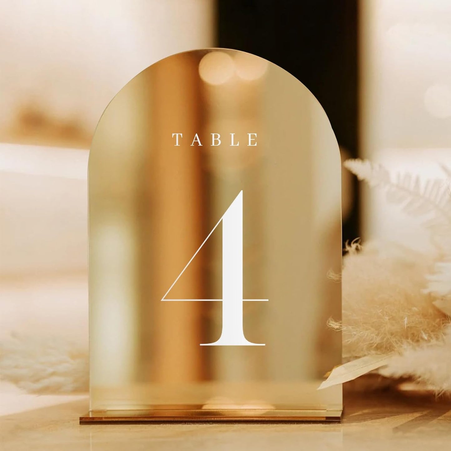 Gold Mirror Arch Table Numbers for Wedding, 25 Pack 5x7" Gold Mirror Arch Acrylic Signs with Stand Acrylic Table
