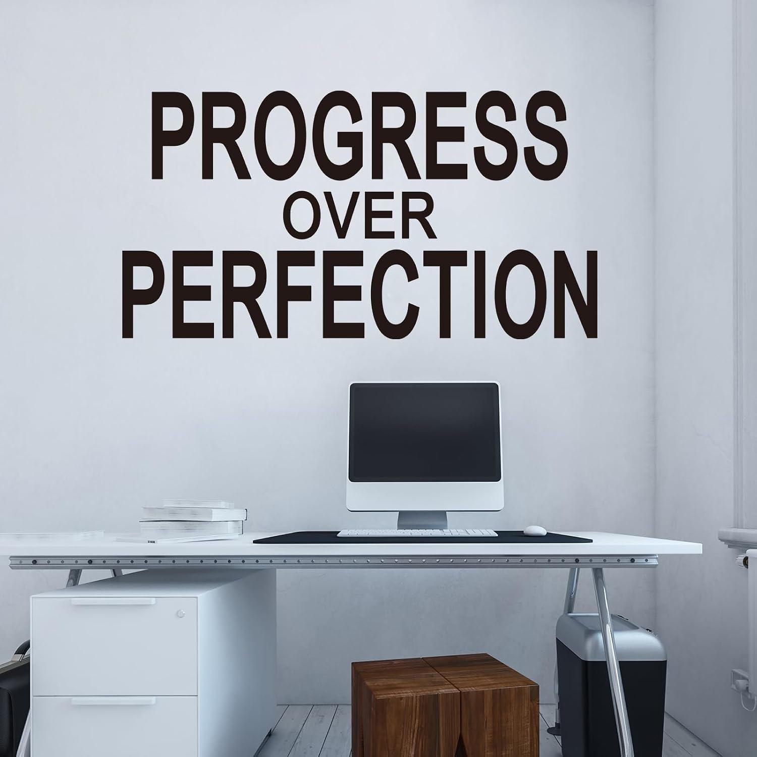 Motivational Positive Vinyl Art Wall Stickers / Large / Progress Over Perfection