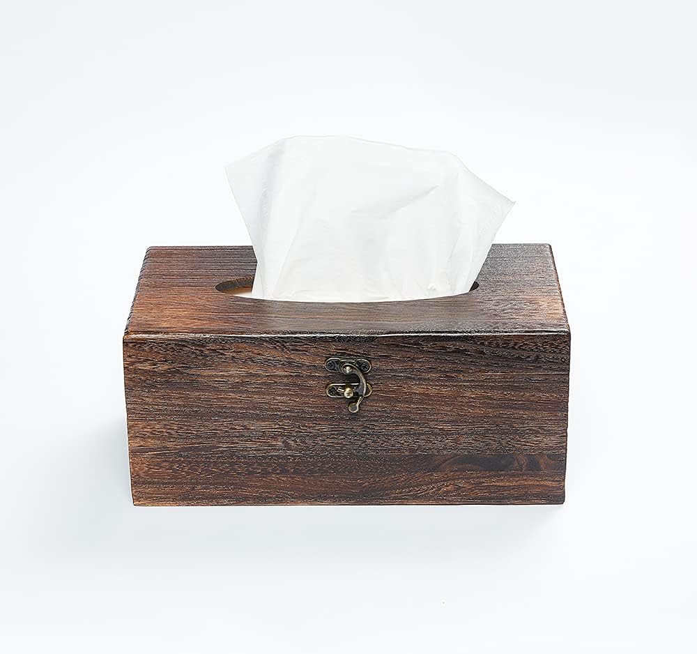 Rectangular Tissue Box Cover Decorative Wood Facial Tissue Holder