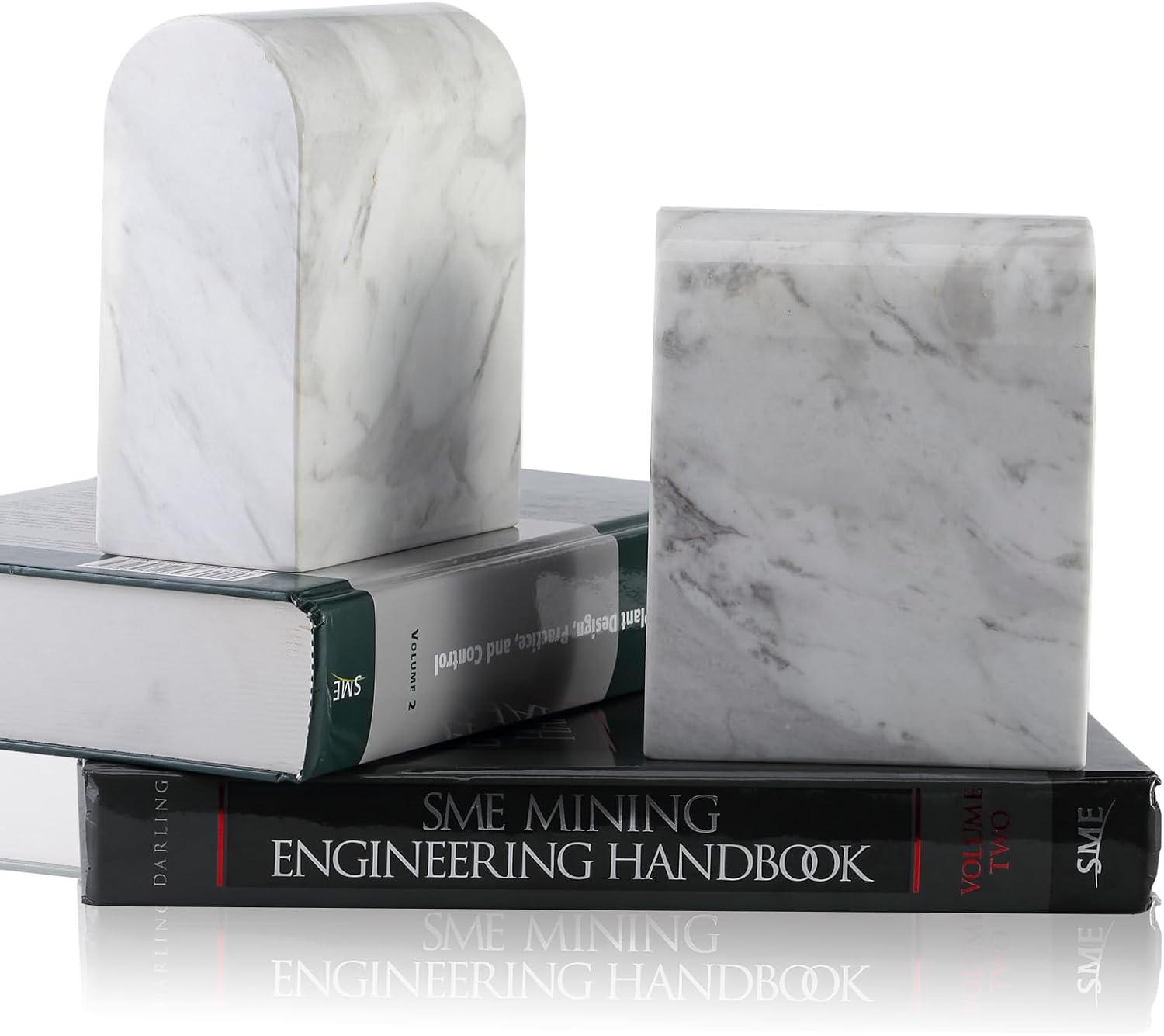 Book Ends for Heavy Books / White Marble-volakas