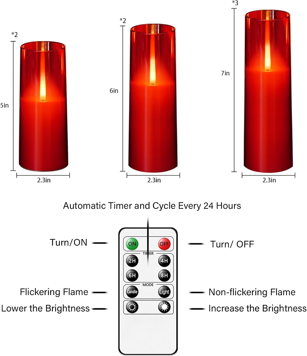 kakoya Flameless LED Candles Upgraded Realistic Flickering Flame,7Pcs Battery Operated Candles with Remote Timers,LED