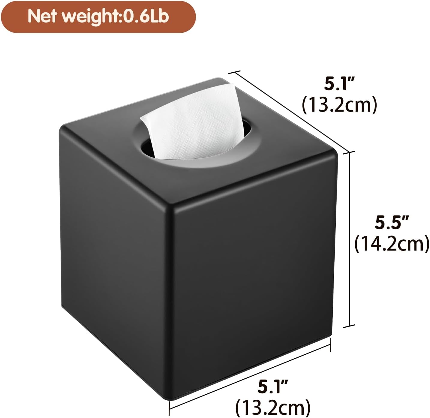 Modern Decorative Square Facial Storage Tissue Box Holder / Matte Black