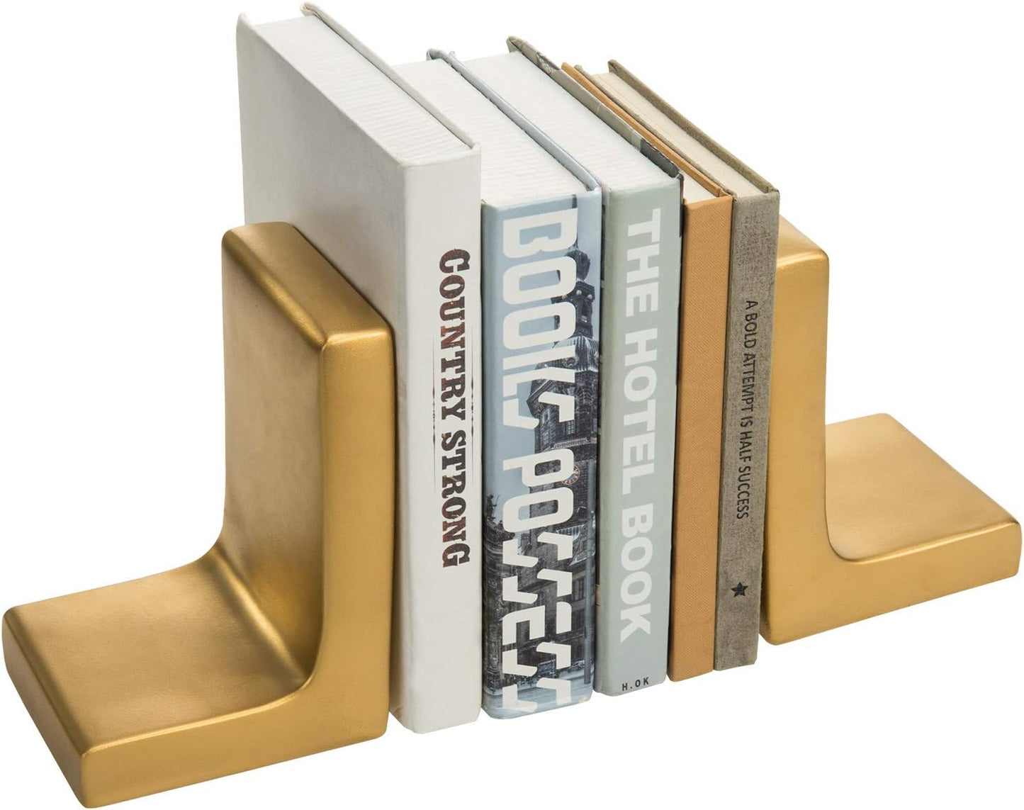 Modern Concrete Office Bookshelf Decor Bookends for Heavy Book and Textbooks / Gold