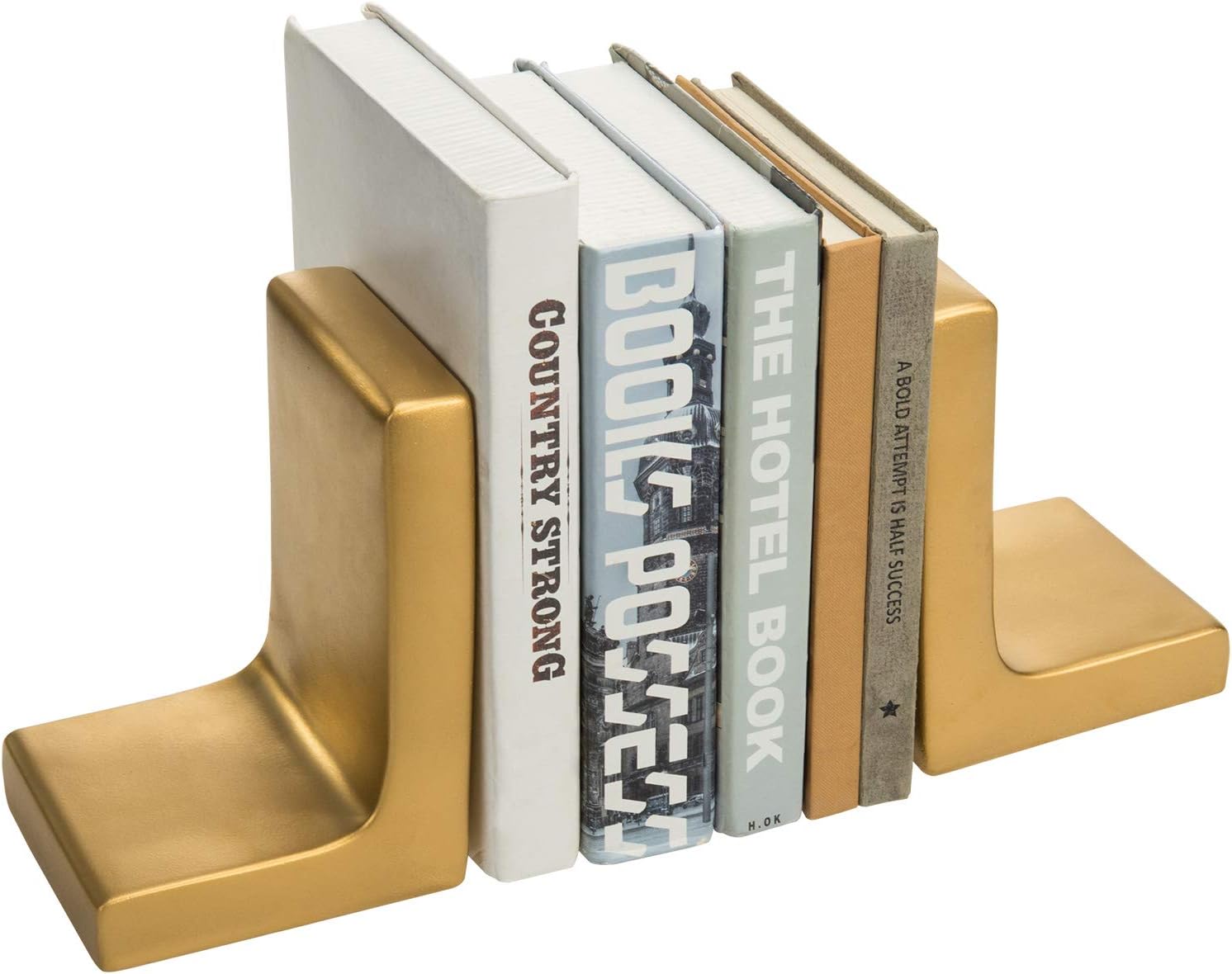 Modern Concrete Office Bookshelf Decor Bookends for Heavy Book and Textbooks / Gold