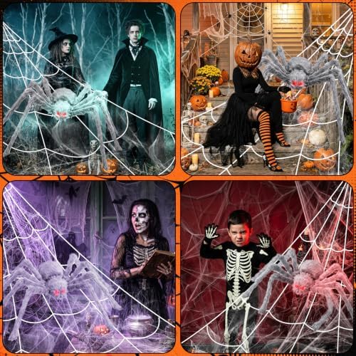 Halloween Decorations Outdoor Spider Webs:1Pcs Giant Spiders-Outdoor Use
