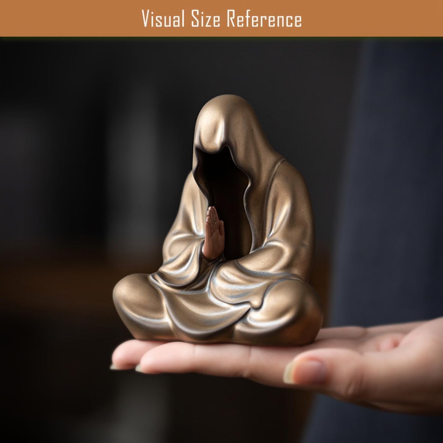 Faceless Buddha Statue Small Ceramic Buddha Figurine for Zen Meditation / Bronze