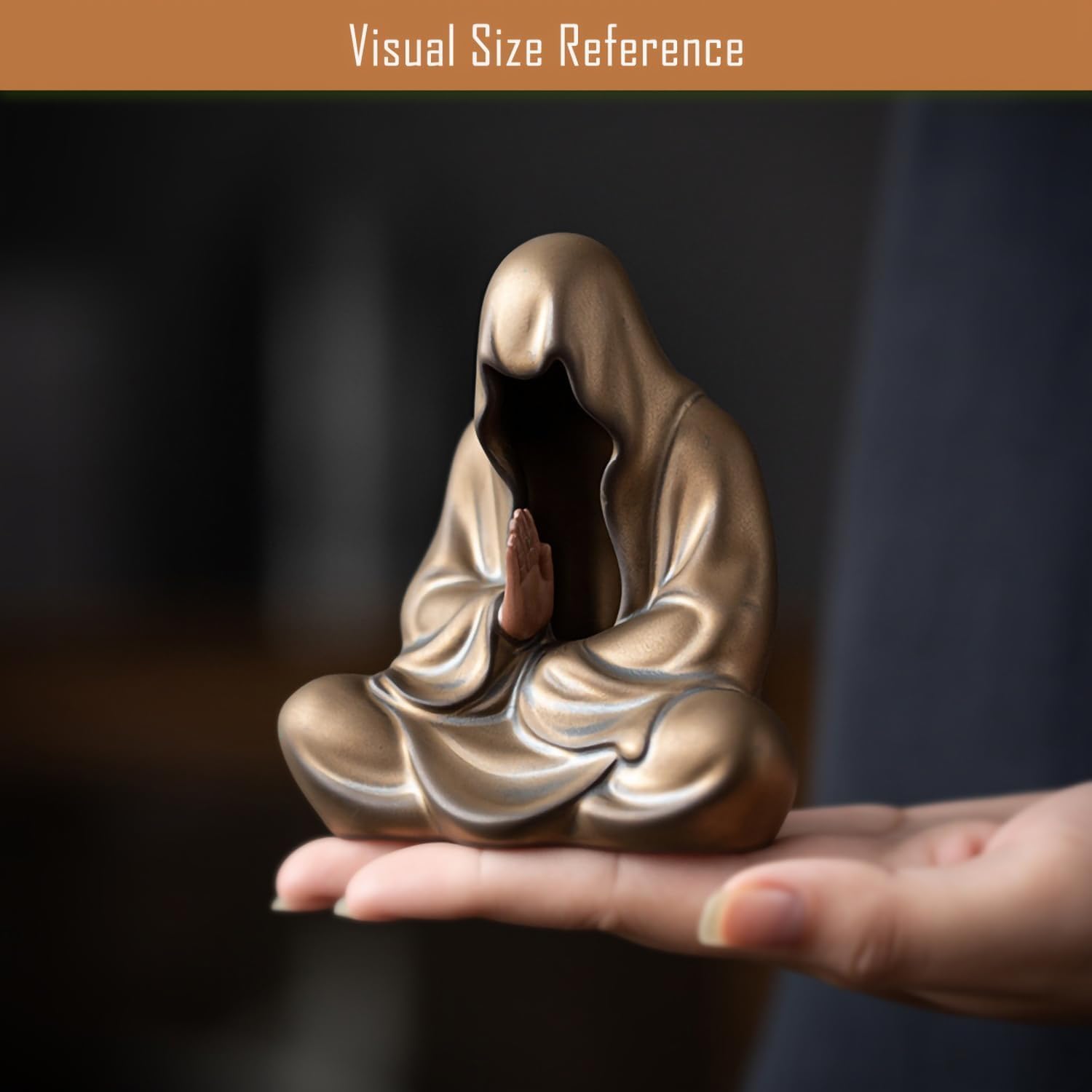 Faceless Buddha Statue Small Ceramic Buddha Figurine for Zen Meditation / Bronze