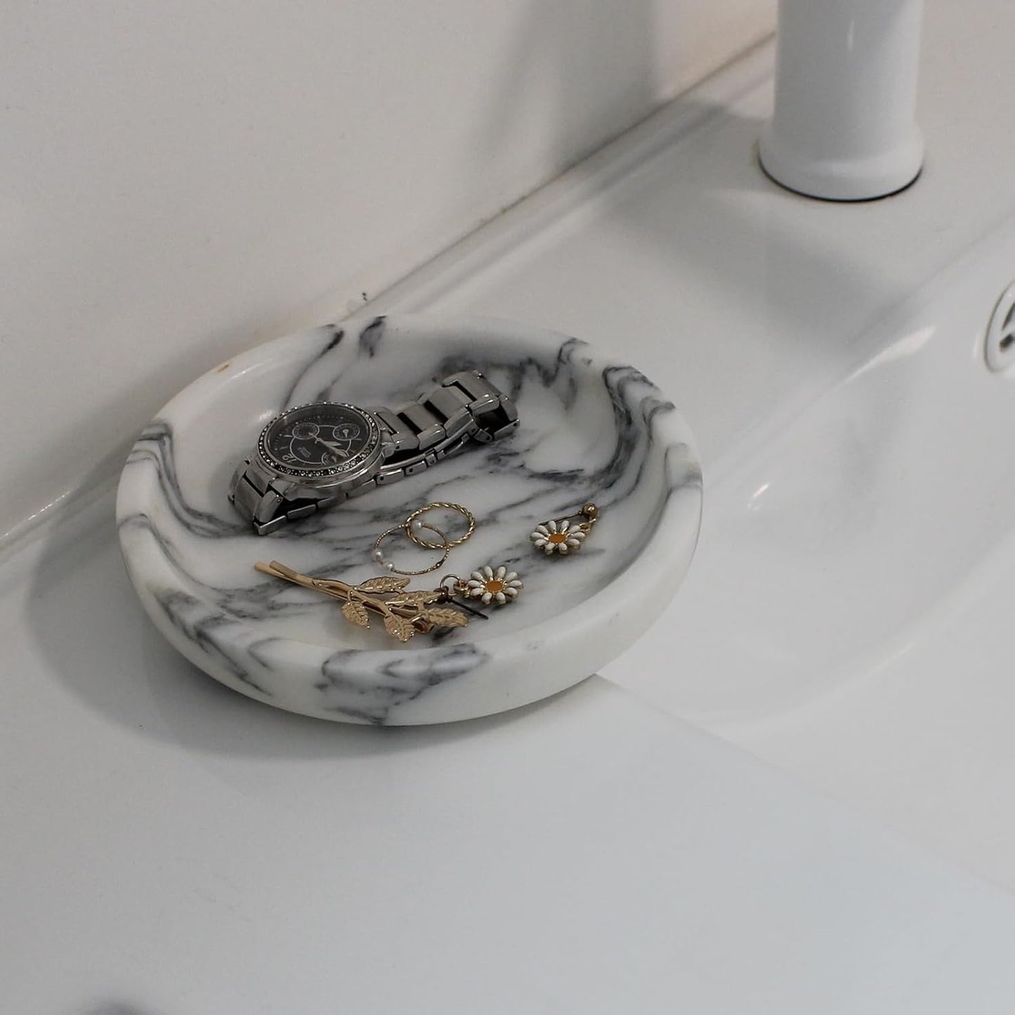 Trinket Dish for Ring Earring / Arabescato Calacatta / Natural