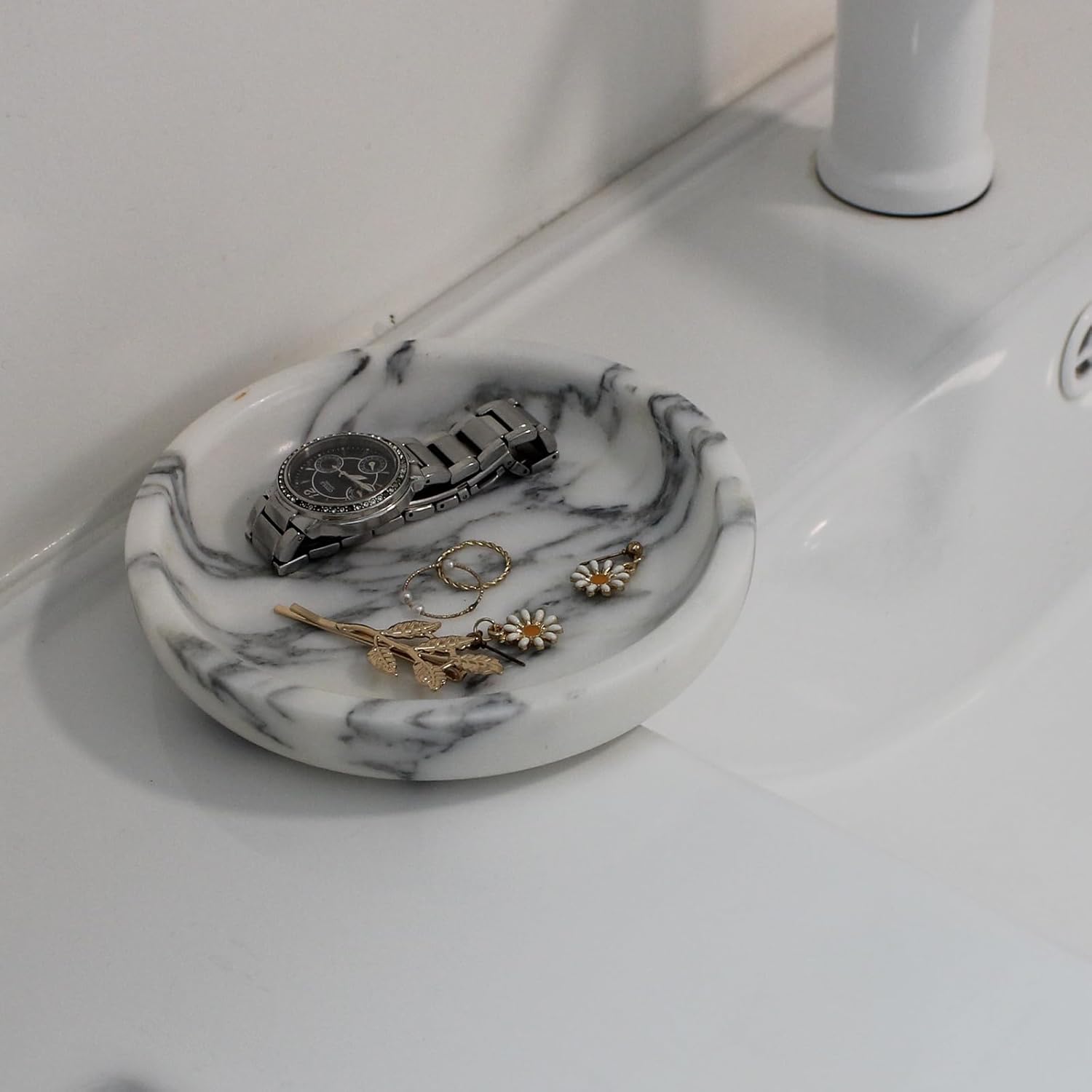 Trinket Dish for Ring Earring / Arabescato Calacatta / Natural