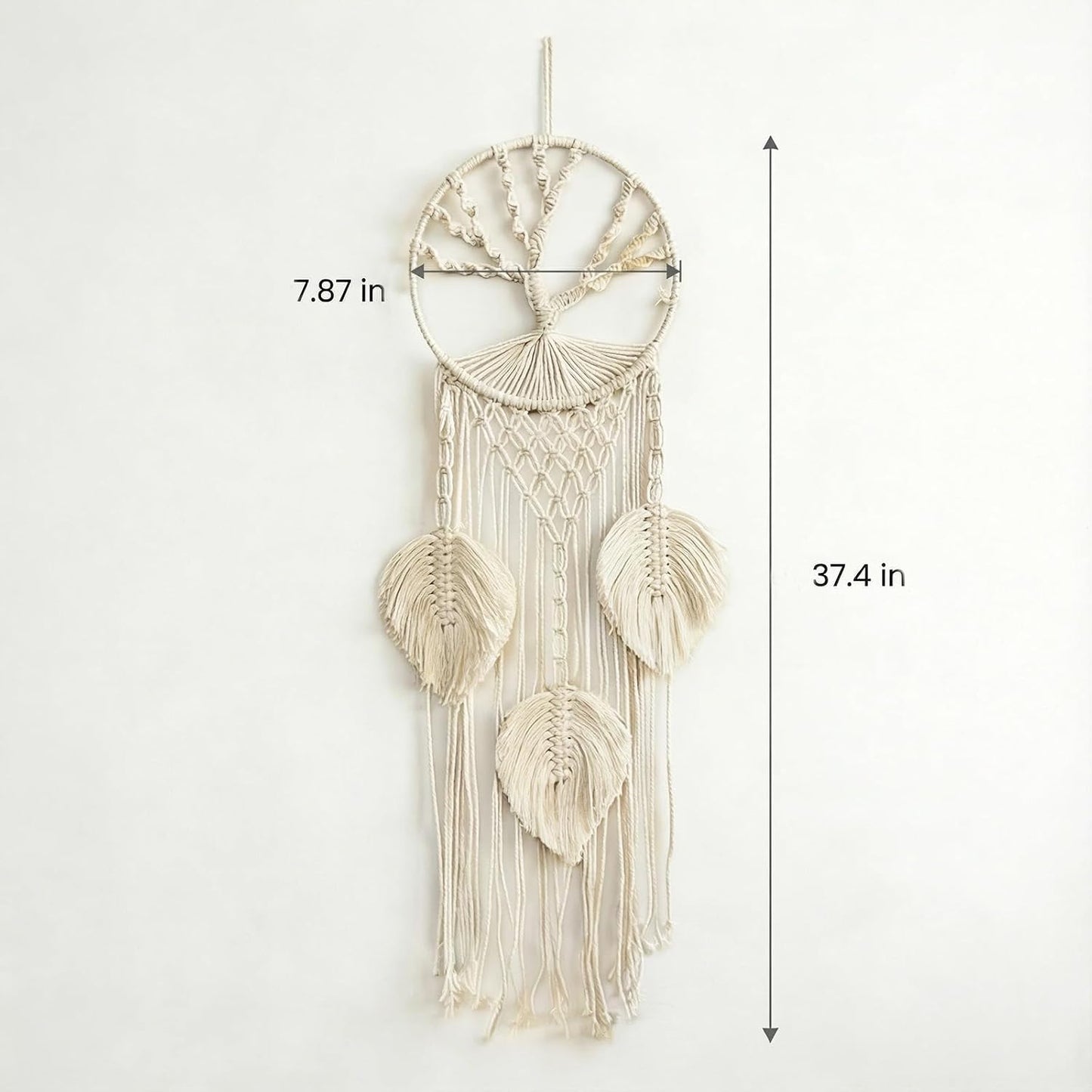 37" Long Vertical Boho Decor / White