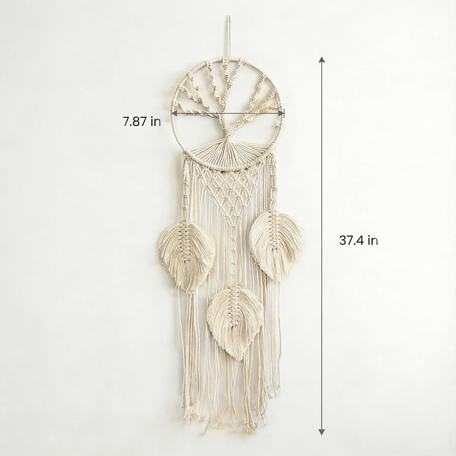 37" Long Vertical Boho Decor / White