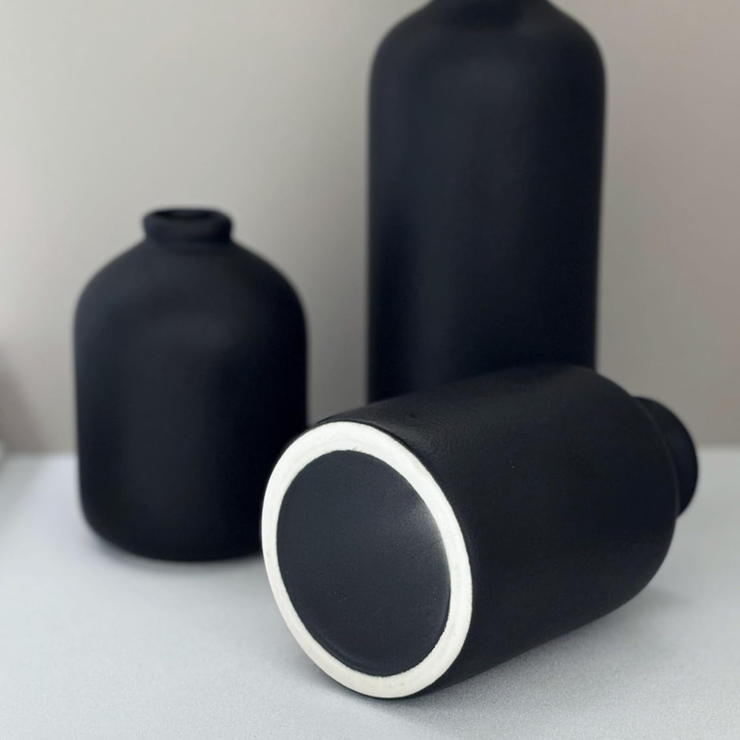 Small Ceramic Vase / Black / Set of 3