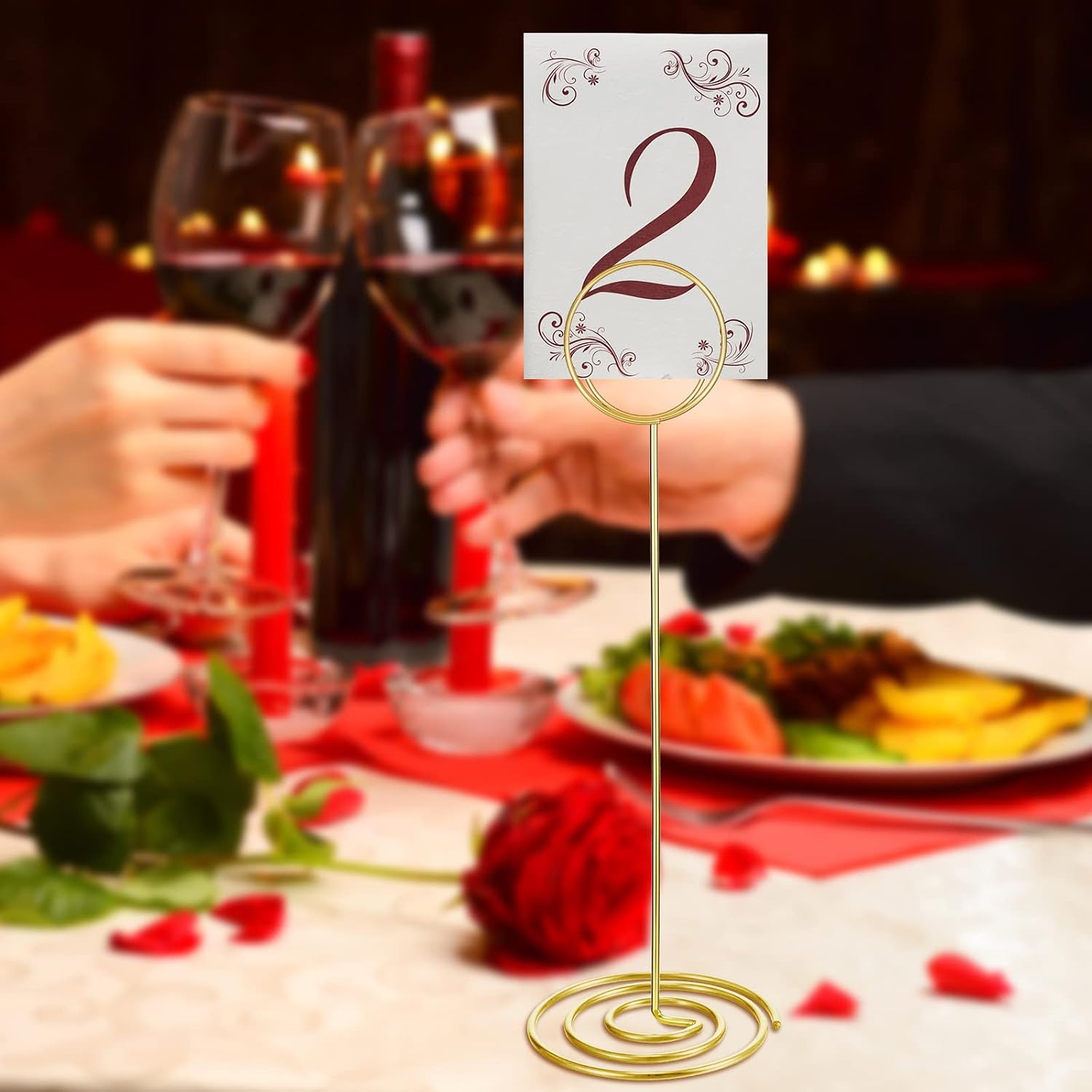 24 Pack 8.86 Inch Table Number Holder Wire Photo Holder Picture Name Menu Clips Memo Note Cards Stand for Wedding